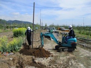 固定式散水施設の更新　施工中（１）